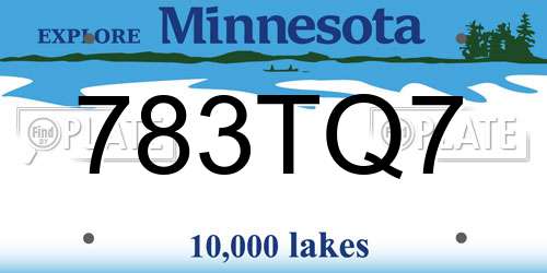 783TQ7 Minnesota License Plate