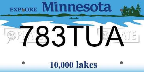 783TUA Minnesota License Plate