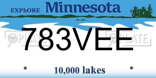 783VEE Minnesota License Plate