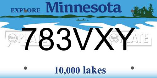 783VXY Minnesota License Plate