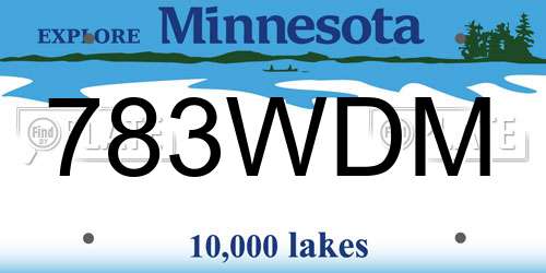 783WDM Minnesota License Plate