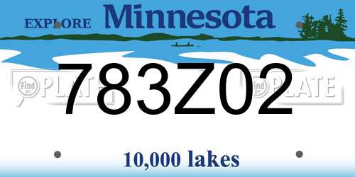 783Z02 Minnesota License Plate
