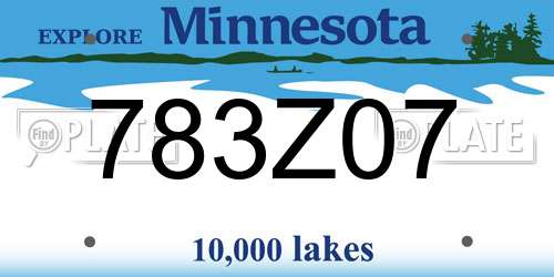 783Z07 Minnesota License Plate