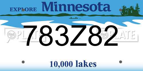 783Z82 Minnesota License Plate
