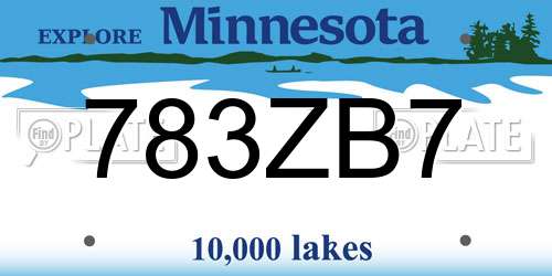 783ZB7 Minnesota License Plate