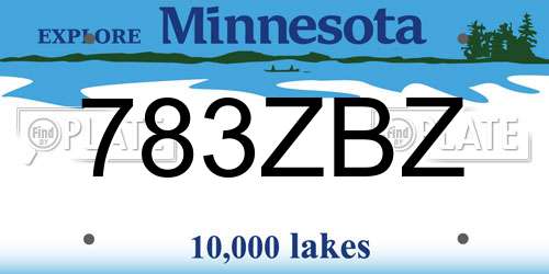 783ZBZ Minnesota License Plate