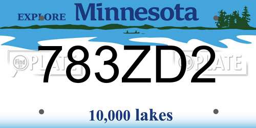 783ZD2 Minnesota License Plate
