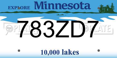 783ZD7 Minnesota License Plate