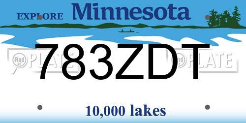 783ZDT Minnesota License Plate