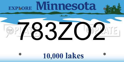 783ZO2 Minnesota License Plate