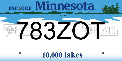 783ZOT Minnesota License Plate