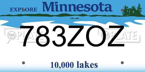 783ZOZ Minnesota License Plate