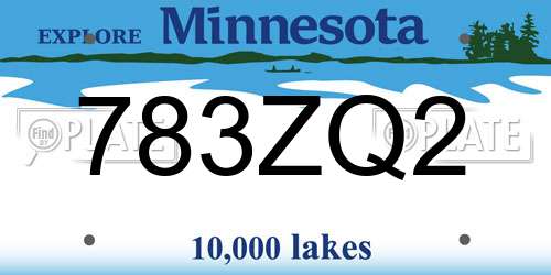 783ZQ2 Minnesota License Plate