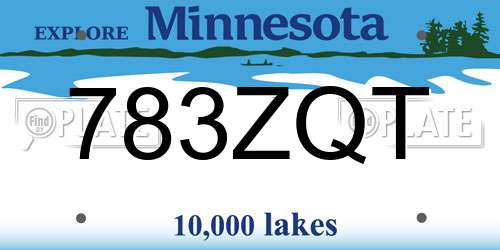 783ZQT Minnesota License Plate