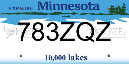 783ZQZ Minnesota License Plate