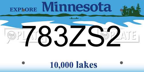 783ZS2 Minnesota License Plate