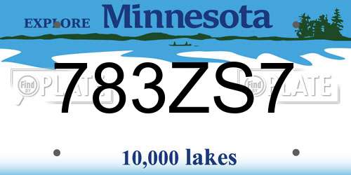 783ZS7 Minnesota License Plate