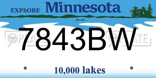 7843BW Minnesota License Plate