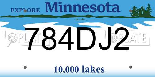 784DJ2 Minnesota License Plate