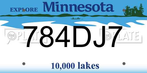 784DJ7 Minnesota License Plate