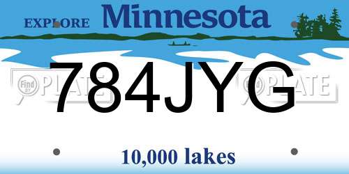 784JYG Minnesota License Plate