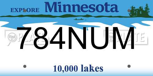 784NUM Minnesota License Plate