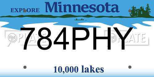 784PHY Minnesota License Plate