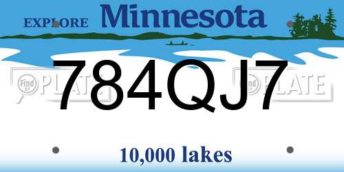 784QJ7 Minnesota License Plate