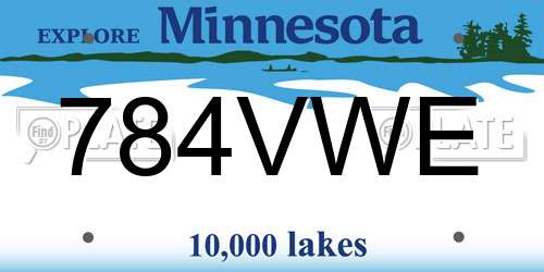 784VWE Minnesota License Plate