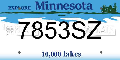 7853SZ Minnesota License Plate