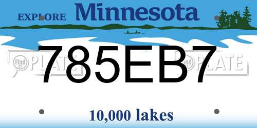 785EB7 Minnesota License Plate