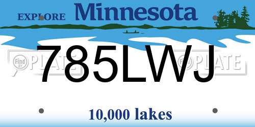 785LWJ Minnesota License Plate