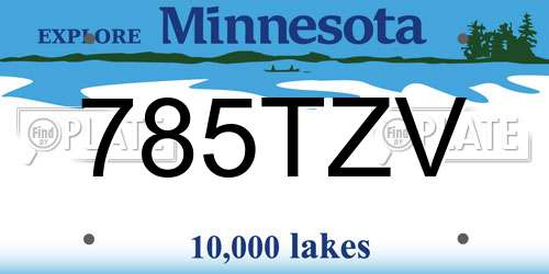 785TZV Minnesota License Plate