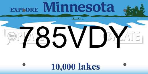 785VDY Minnesota License Plate