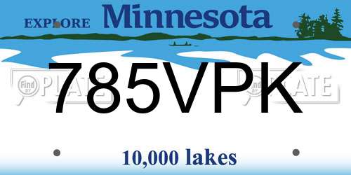 785VPK Minnesota License Plate