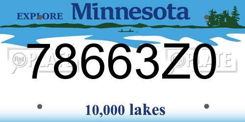78663Z0 Minnesota License Plate