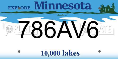 786AV6 Minnesota License Plate