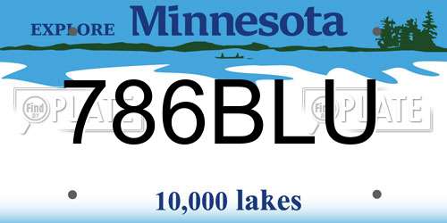 786BLU Minnesota License Plate