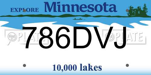 786DVJ Minnesota License Plate