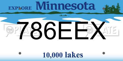 786EEX Minnesota License Plate