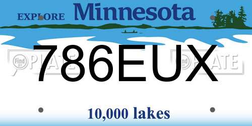 786EUX Minnesota License Plate