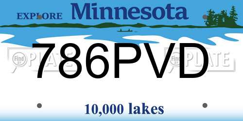 786PVD Minnesota License Plate
