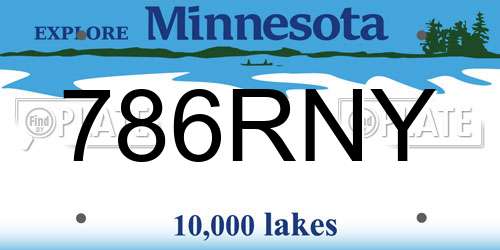 786RNY Minnesota License Plate
