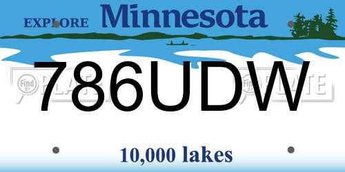 786UDW Minnesota License Plate
