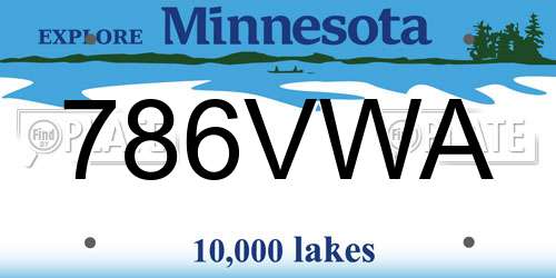 786VWA Minnesota License Plate