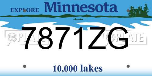 7871ZG Minnesota License Plate