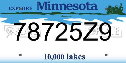 78725Z9 Minnesota License Plate