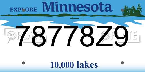78778Z9 Minnesota License Plate