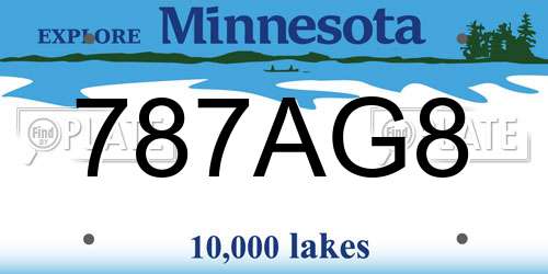 787AG8 Minnesota License Plate