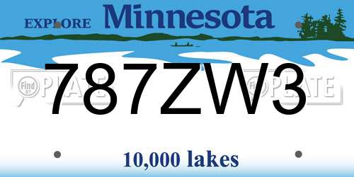 787ZW3 Minnesota License Plate